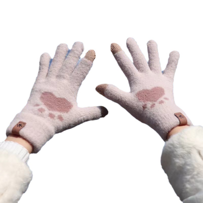 Lindo a prueba de frío y caliente invierno pantalla táctil estudiante de punto cinco dedos bicicleta linda Señora Corea versión guantes fabricantes al por mayor Item Picture