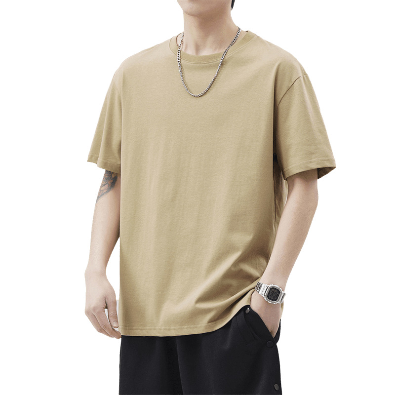 Furukawa Men's Wear: Summer solid-color short-sleeved T-shirts for men, simple, casual and versatile. Student half-sleeved T-shirts for both men and women Item Picture
