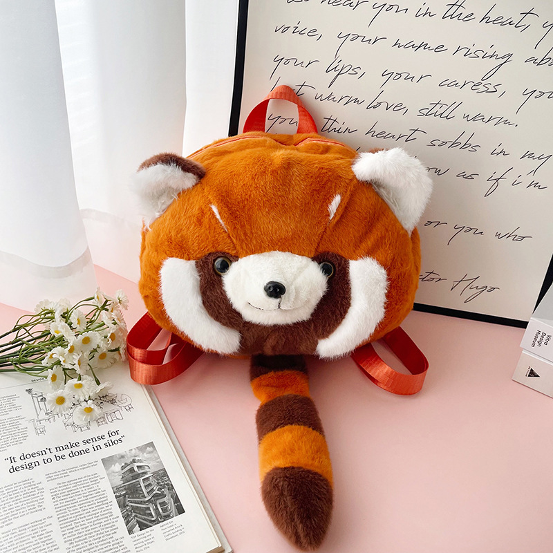 高品质欧貂毛新款浣熊头背包毛绒玩具少女孩子礼物高性价比批发