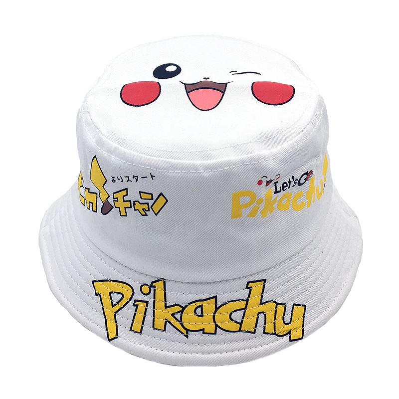 New Children's Cartoon Fisherman Hat Pokemon Shade Hat Pikachu Boys And Girls Hats Pure Cotton Basin Hats Specification drawing