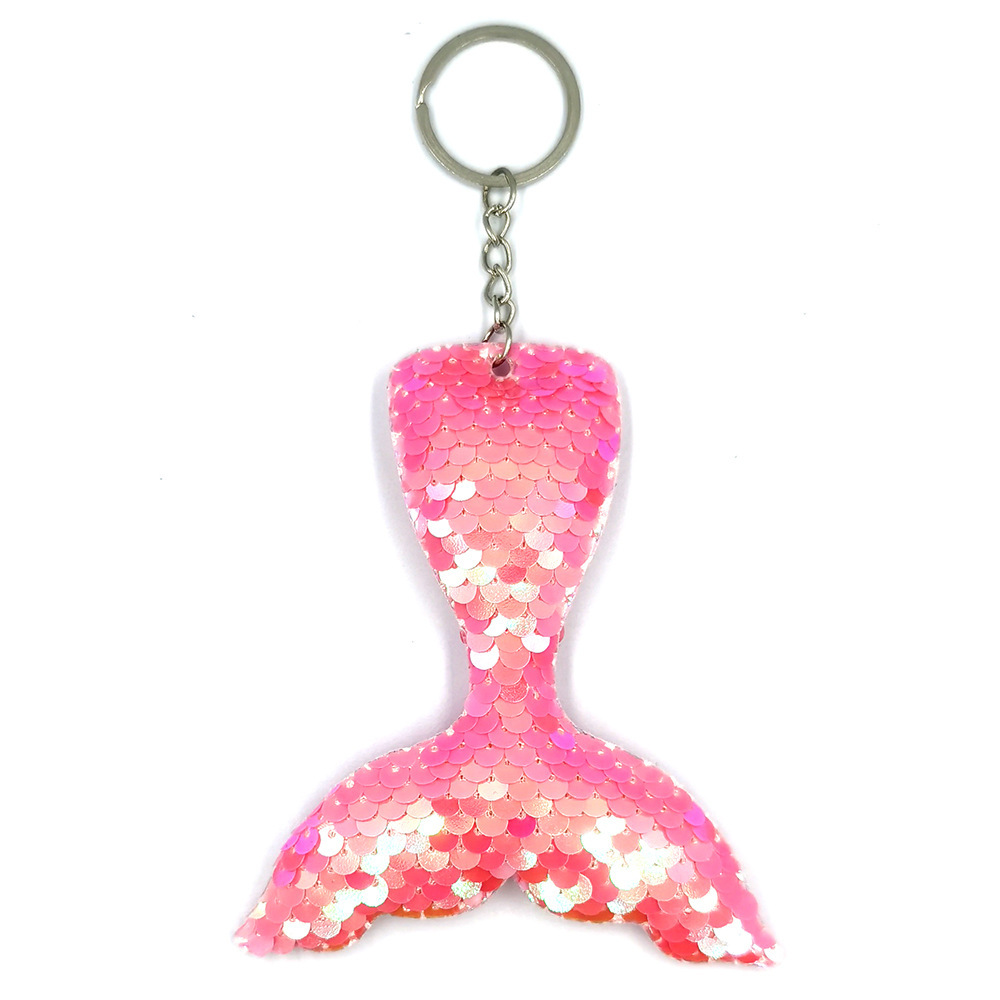 Reflective mermaid keychains, European and American fashion sequined mermaid tail accessories, car luggage pendants wholesale Specification image