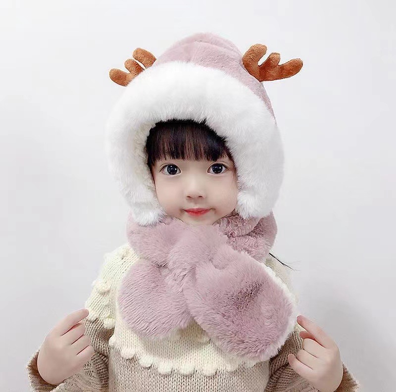 Children's Hats Winter Baby Girls Ear Caps Girls Boys Hats Autumn And Winter Baby Scarves One Cute Super Cute Specification drawing