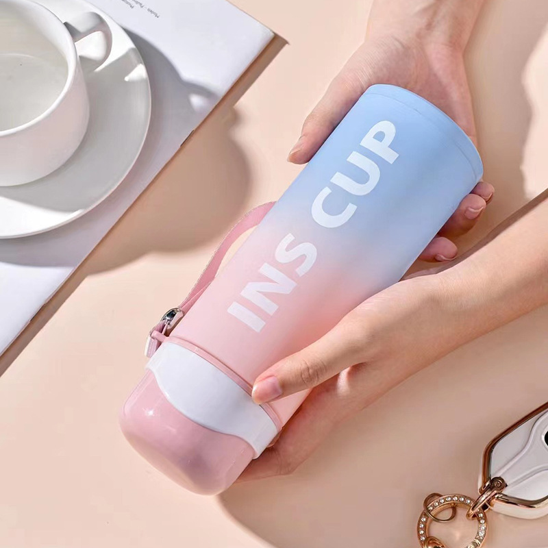 Philippine cross-border double-layer water cup, anti-scald plastic glass cup, anti-drop sports office gift cup, gradient color glass cup Application Scenario
