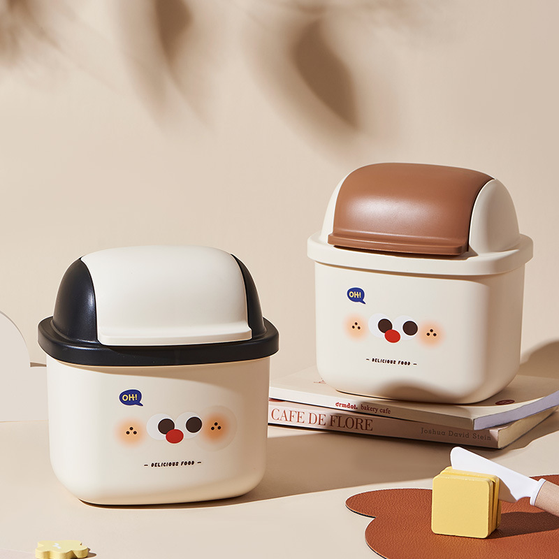 G56 Cute Desktop Trash can Mini Compact 2024 New High Appearance Level Office and dormitory desk paper basket Storage bucket Specification image