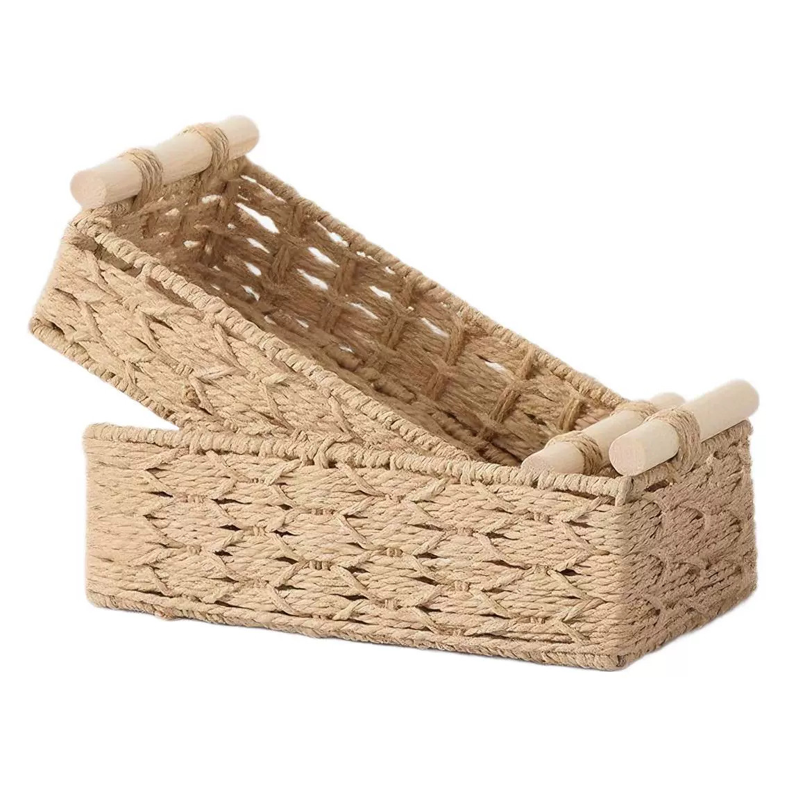 亚马逊热销桌面整筐理收纳篮藤编盒高级玩具零食置物架跨境铺货详情5