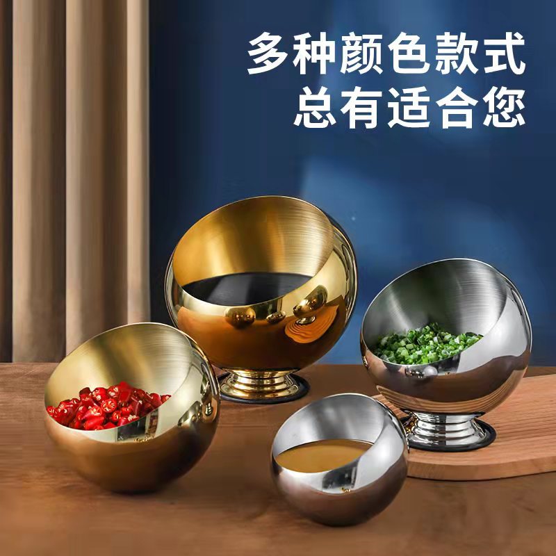 Stainless steel slanted bowl, hotel covered sauce bowl, hemispherical buffet fruit and vegetable salad mixing bowl