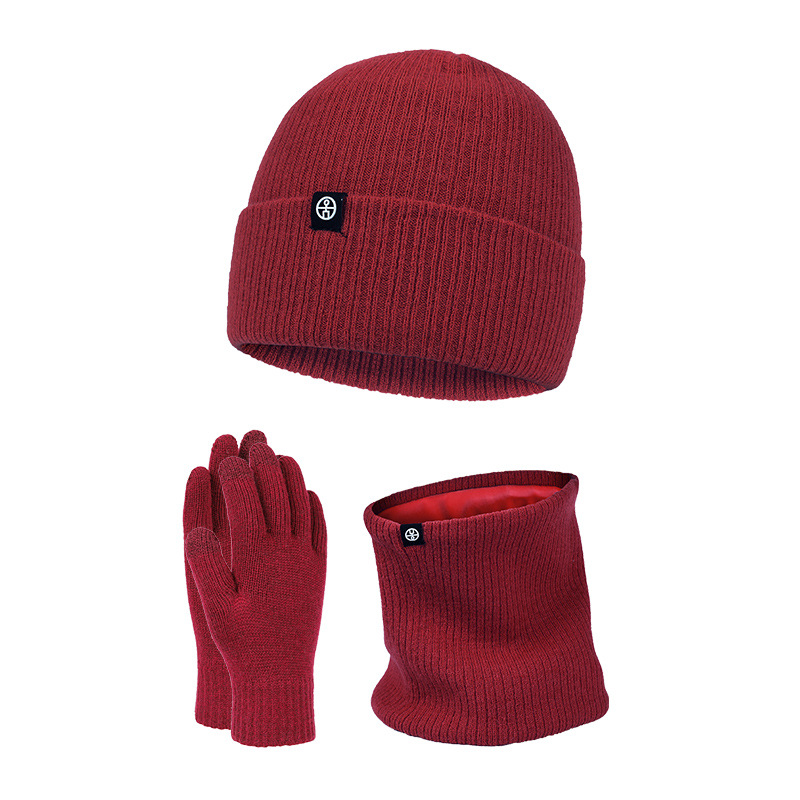 Autumn And Winter Alpaca Wool Warm Woolen Hat Cross-Border Explosive Hat Bib Gloves Three-Piece Thick Knit Cap Item Picture