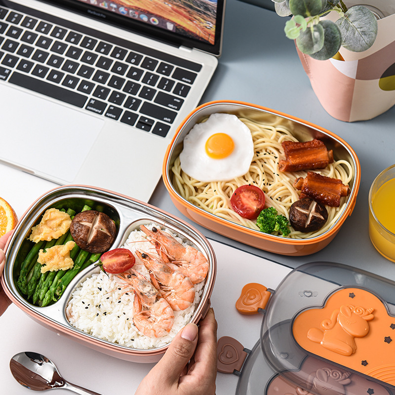 食品级不锈钢饭盒微波炉保温餐盘餐盒学生上班族便携式日式便当盒