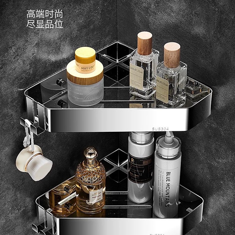 批发304不锈钢置物架卫浴转角架阳台三角篮厨房卫生间多层收纳架