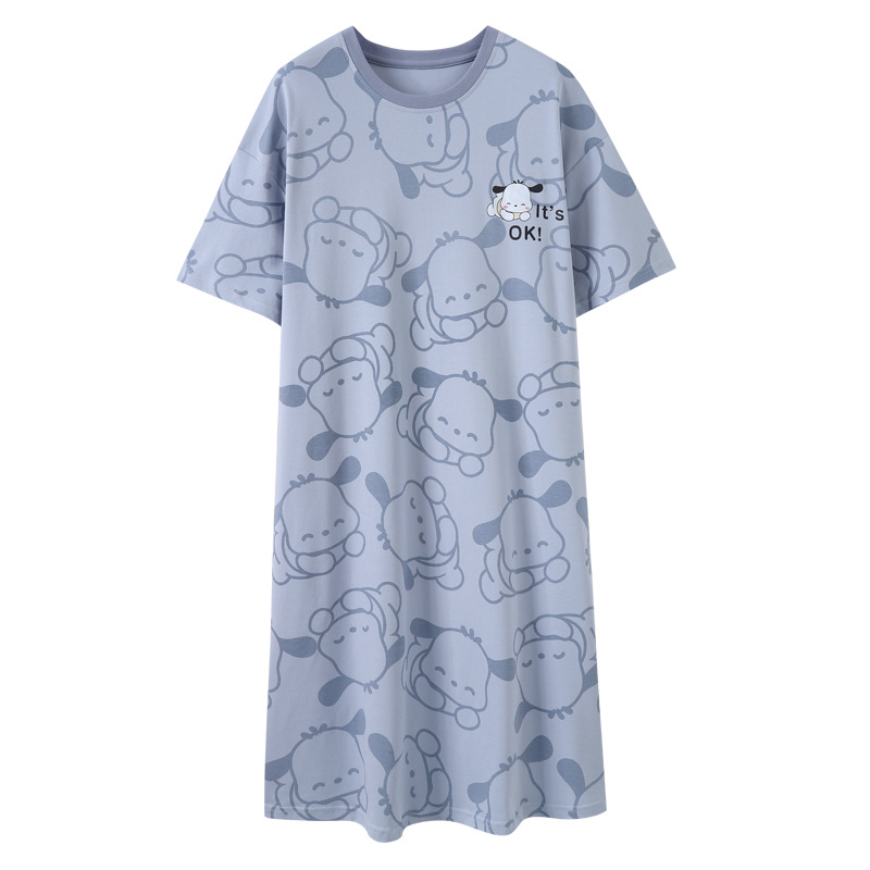 New Nightdress Women Short Sleeve Cotton Summer Korean Version Of Students Sweet Cute Cartoon Loose Large Size Ladies Home Wear Item Picture