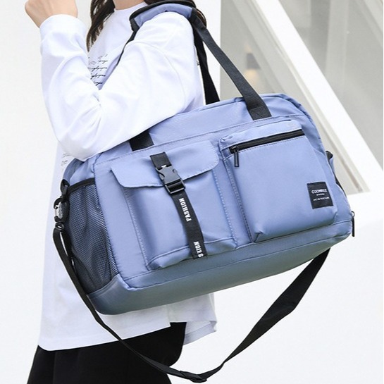 T men's and women's large-capacity, stretchable travel bag, luggage bag with shoe compartment, fitness bag, lightweight hand bag, shoulder bag details Picture