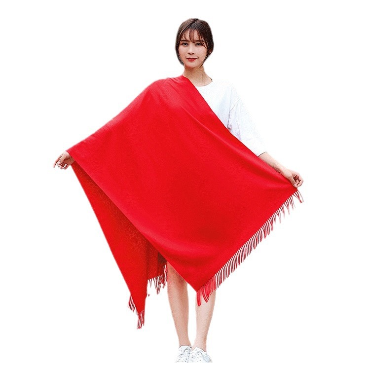 China Red Scarf Custom Logo Embroidery Enterprise Annual Meeting Celebration Activities Classmate Party Opened Big Red Printing Item Picture