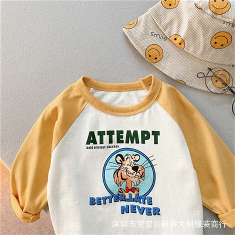 A 2022 new Korean-style spring and autumn base shirt for girls, a round-neck inner T-shirt for boys, and a spring children's top Application Scenario