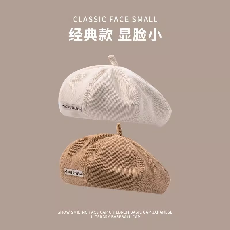 Beret Lady Autumn-Winter Beige Instagram Red Bud Hat Head Girth Sun Octagon Painter Hat To Show Small Face details Picture