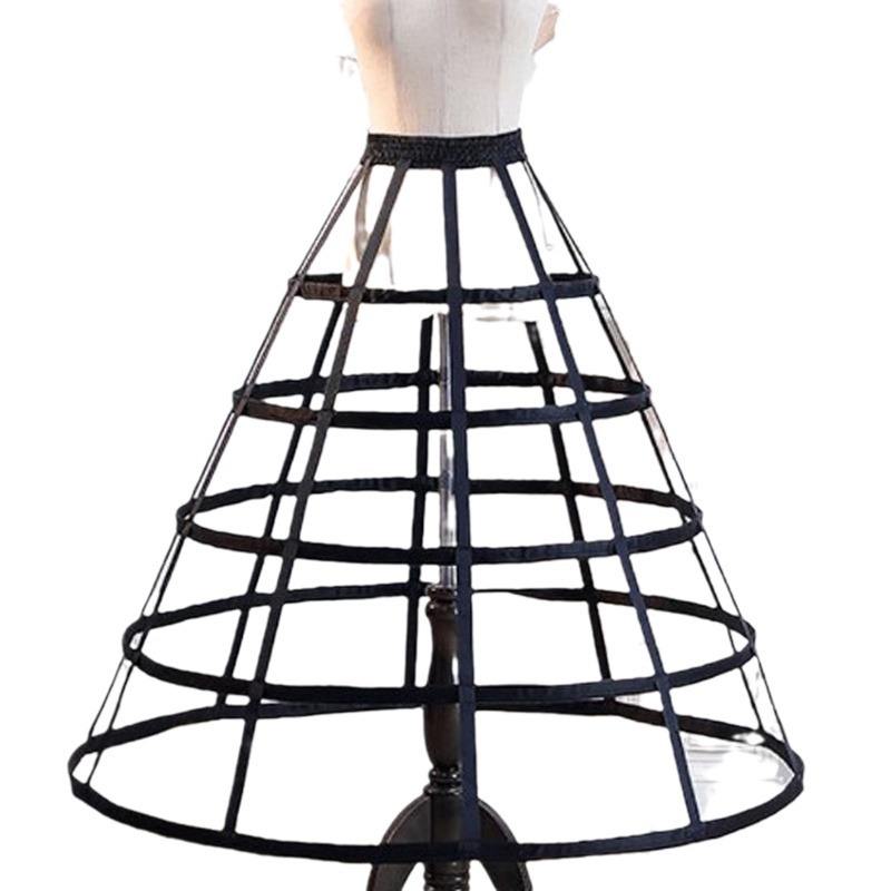 Black Lolita skirt hollowed out bird cage adjustable fish bone five steel ring Black LOLita Princess wedding dress tutu skirt Item Picture