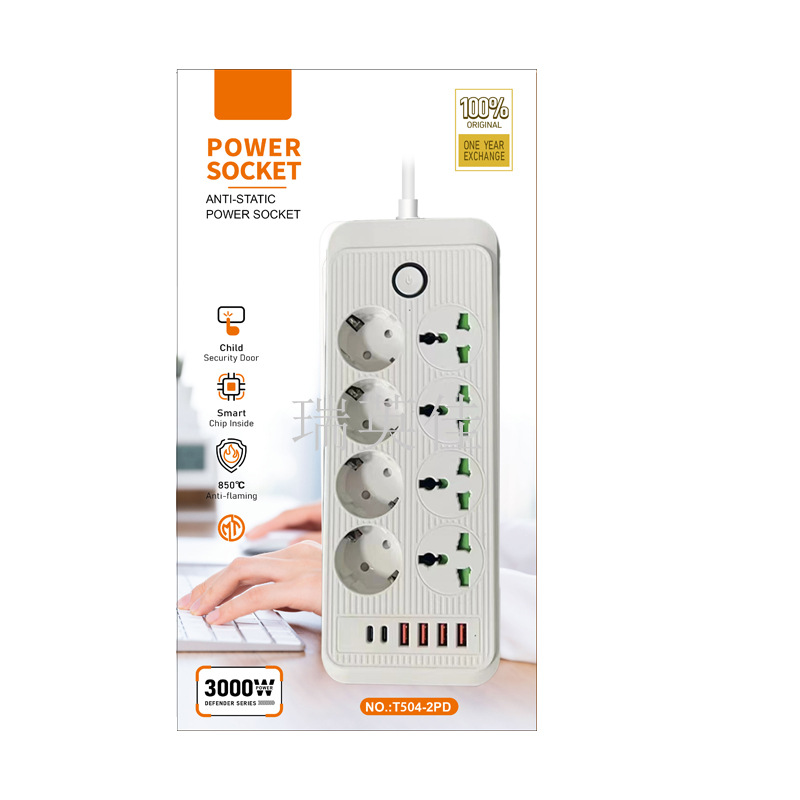 European German standard power strip, USB charging socket for Turkey and Egypt, cross-border export extension cable, power strip, anti-electric shock Application Scenario