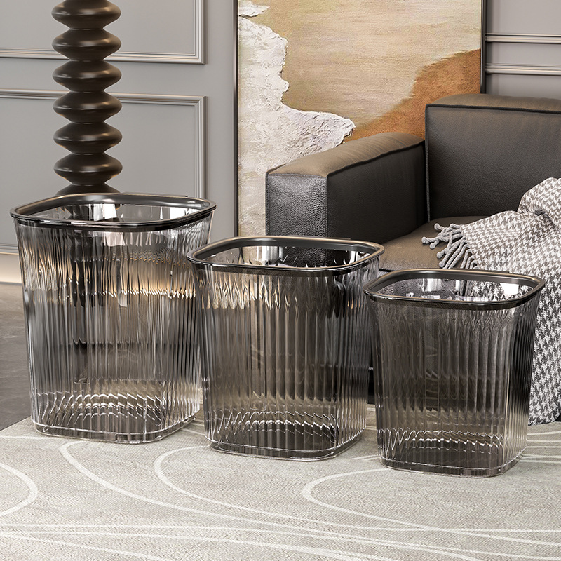 Wholesale household trash cans, light luxury new large transparent trash cans with high appearance level, kitchen trash cans, living room and toilet trash cans