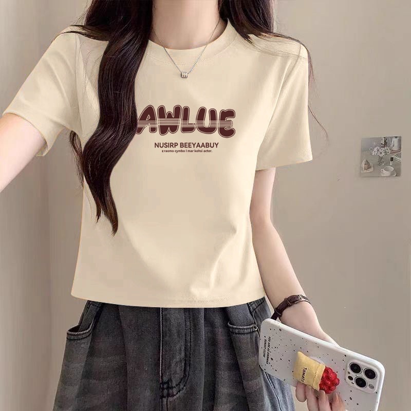 正肩纯色纯棉短款短袖t恤女2026夏季新款简约高级感上衣修身显瘦详情33