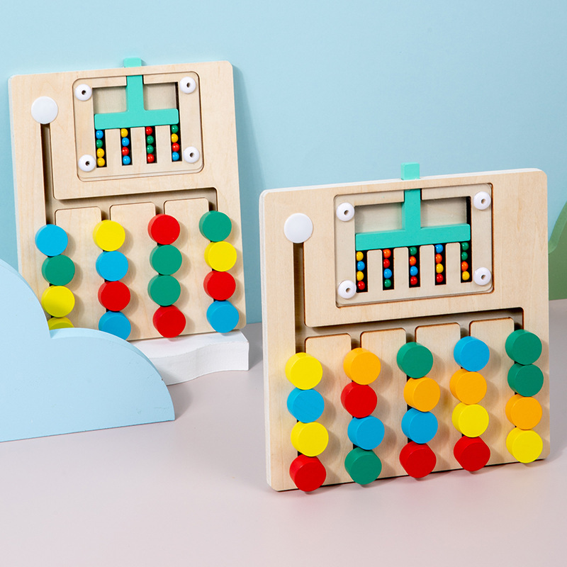 Wooden ball bearings, four-color and five-color movement games, children's thinking training, enlightenment, hand-eye coordination, early education and intelligence toys Specification image