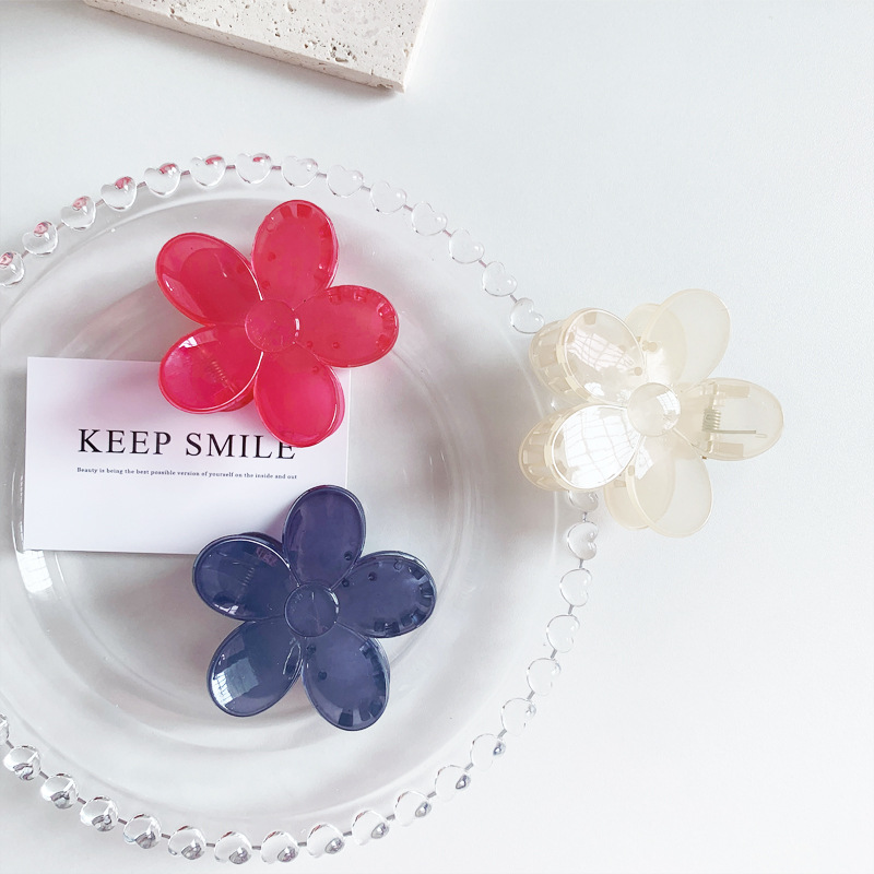 Korean Instagram Style Flower Bath Jelly Hairpin Morandi Girl Hairpin Grab Clip Back Of Head Hair Clip Specification drawing