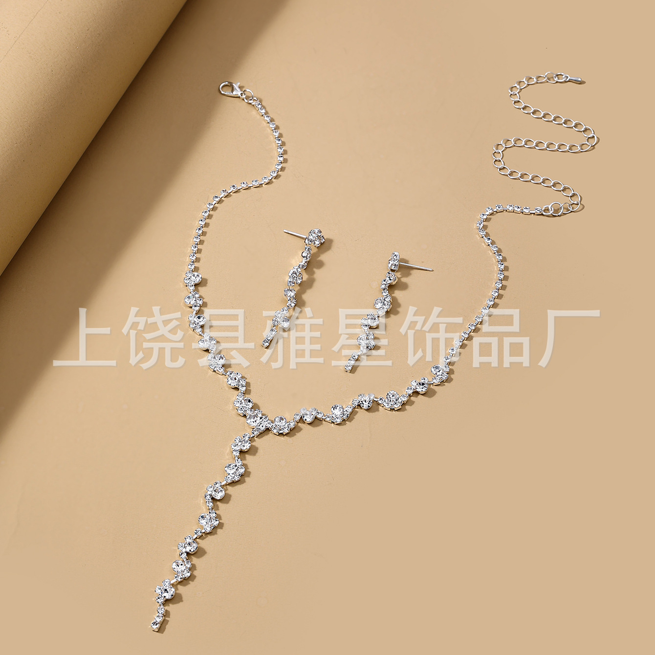 European and American cross-border best-selling women's jewelry, light luxury evening dress accessories, 3-piece set, bracelet, necklace, earrings