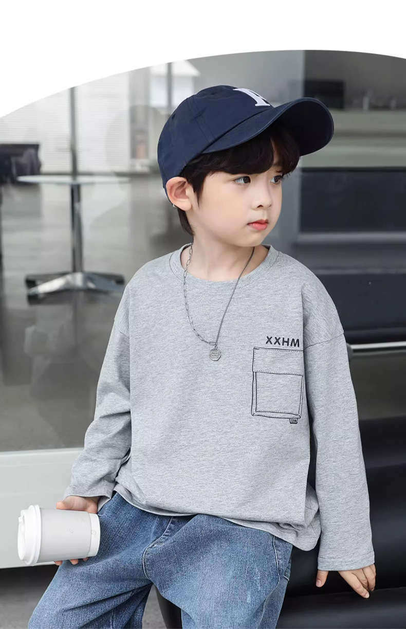 童装男童长袖t恤儿童2025新款纯棉内搭上衣宽松圆领打底衫衣服潮详情16