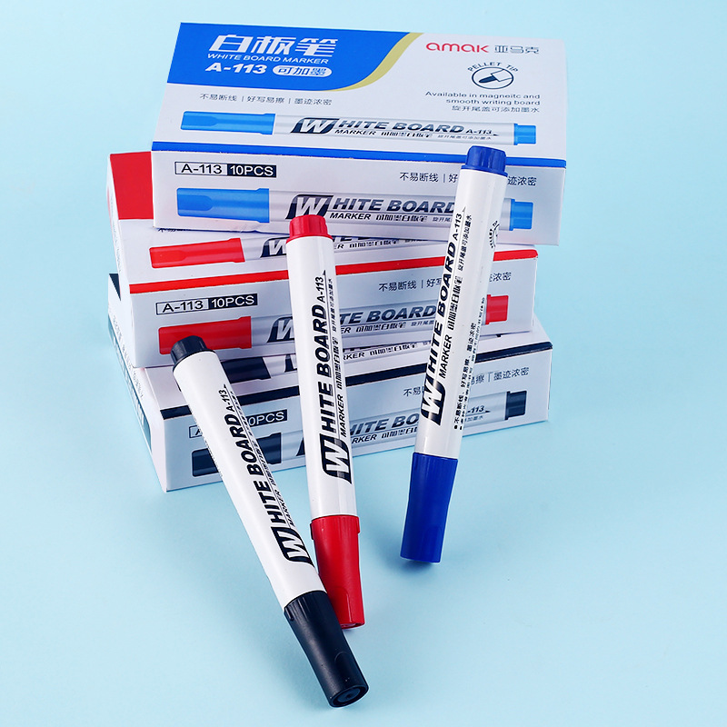 Whiteboard pens, writing pens for teachers, erasable blackboard pens, easy-to-erase marker pens, red, blue and black ones that can add ink, water-based drawing board pens Specification image