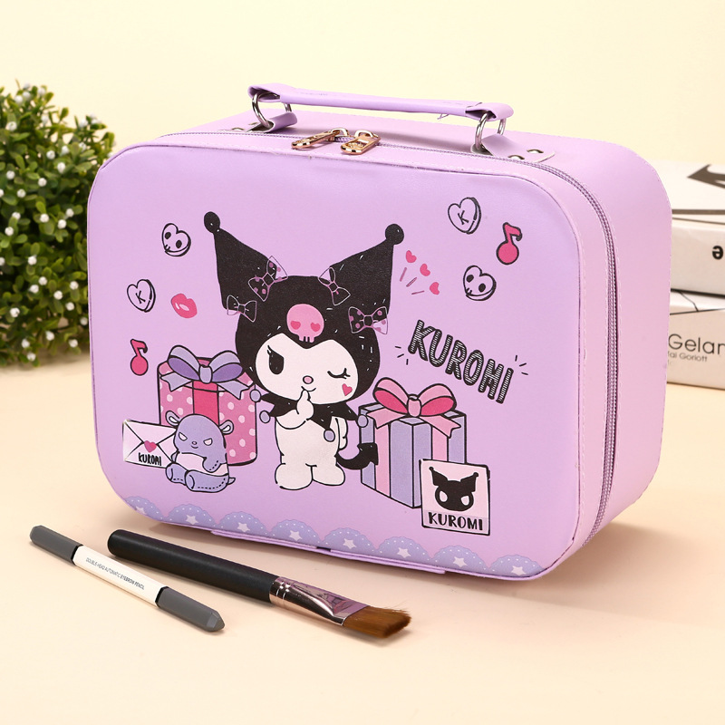 批发大容量手提便携化妆包可爱带镜子化妆箱女化妆品防水收纳箱包