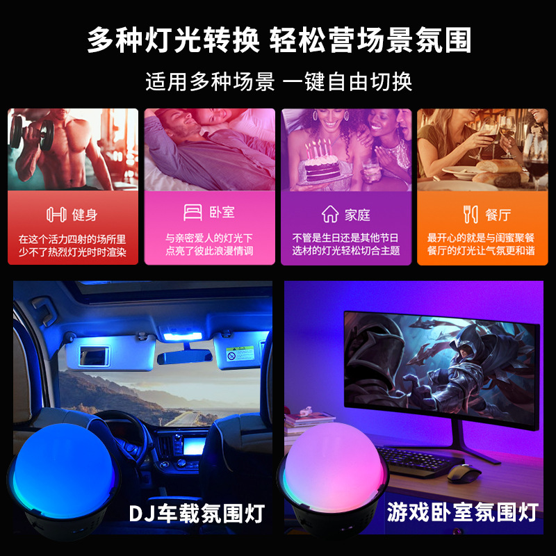 Seven-color car atmosphere color-changing ball bubble RGB bar DJ light LED color bulb remote control color-changing DJ color bubble Application Scenario