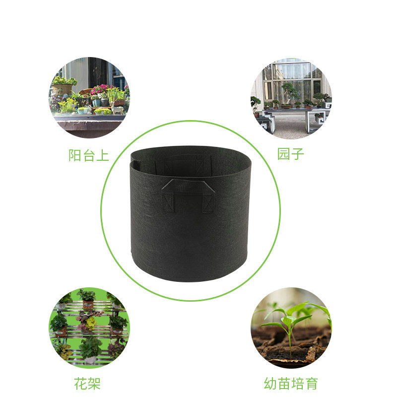 Felt Planting Bucket Non-Woven American Planting Bag Potato Project Green Flower Seedling Bag Black Seed Bag Application Scenario