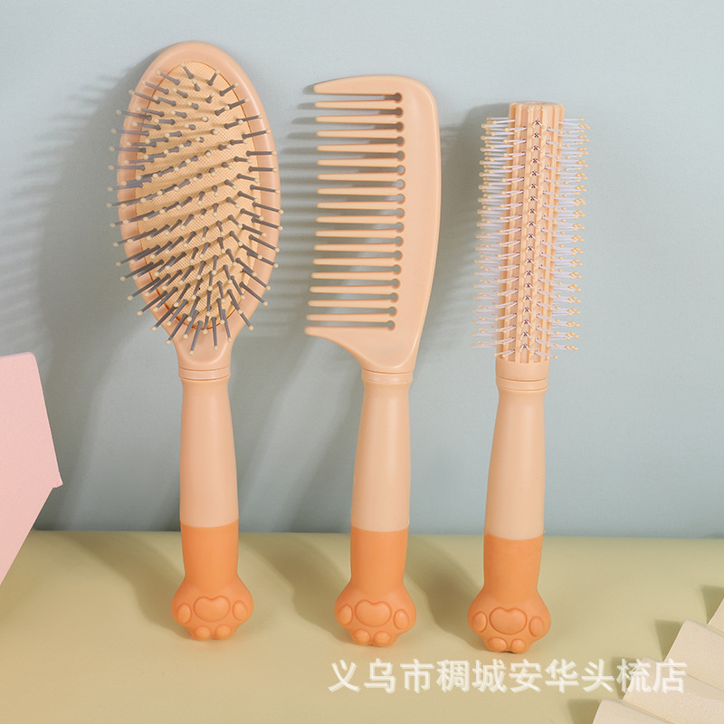 Korean Cartoon Cat Claw Comb Schoolgirl Cute Girl Heart Massage Air Cushion Comb Abs Straight Curly Hair Wide Tooth Comb Specification drawing