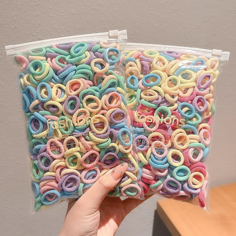 儿童彩色拇指发圈小女孩扎头发头绳高弹力皮筋宝宝不伤发发绳头饰