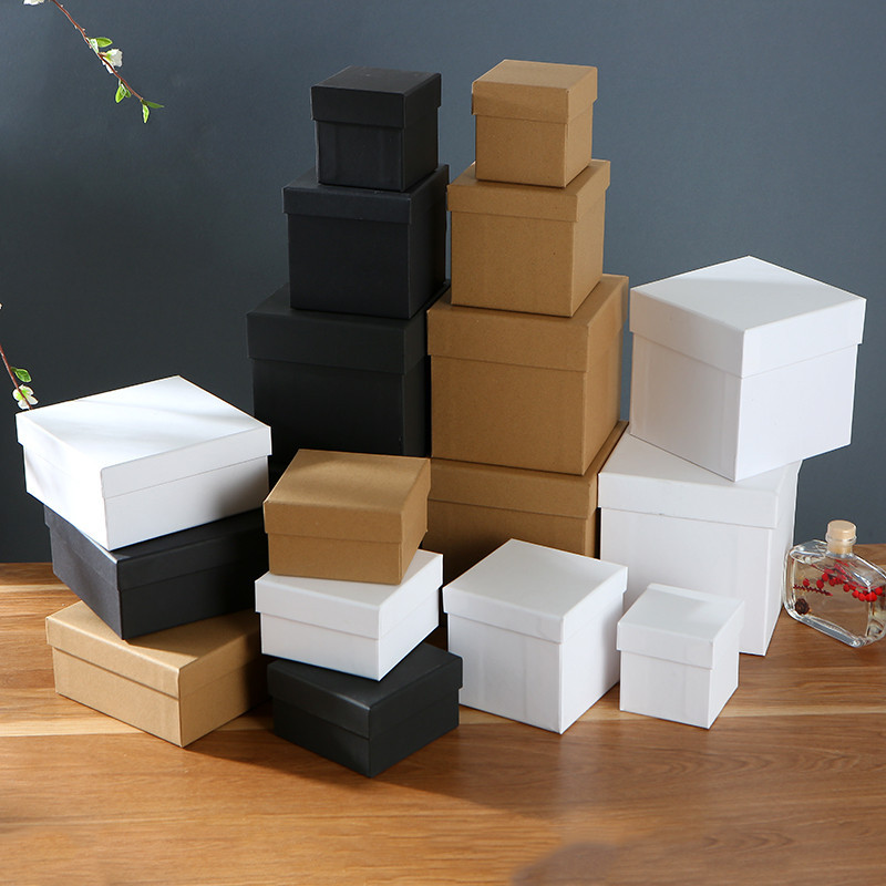 Customized kraft paper top and bottom cover gift box, square gift box, simple and retro paper box, universal packaging box wholesale details Picture