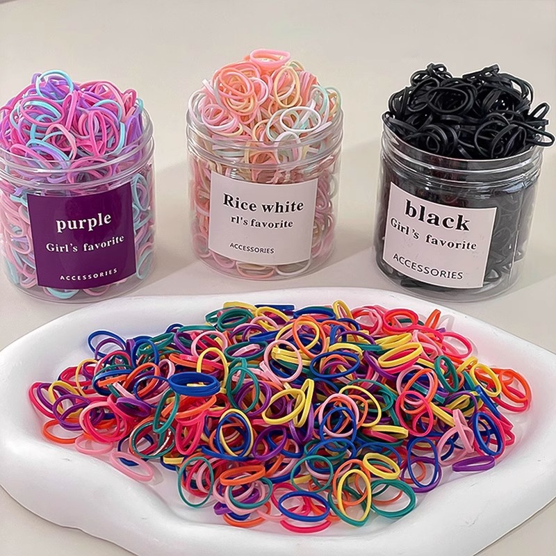 黑色一次性橡皮筋女扎头发高弹力发绳不伤发发圈儿童头绳编发发饰细节图