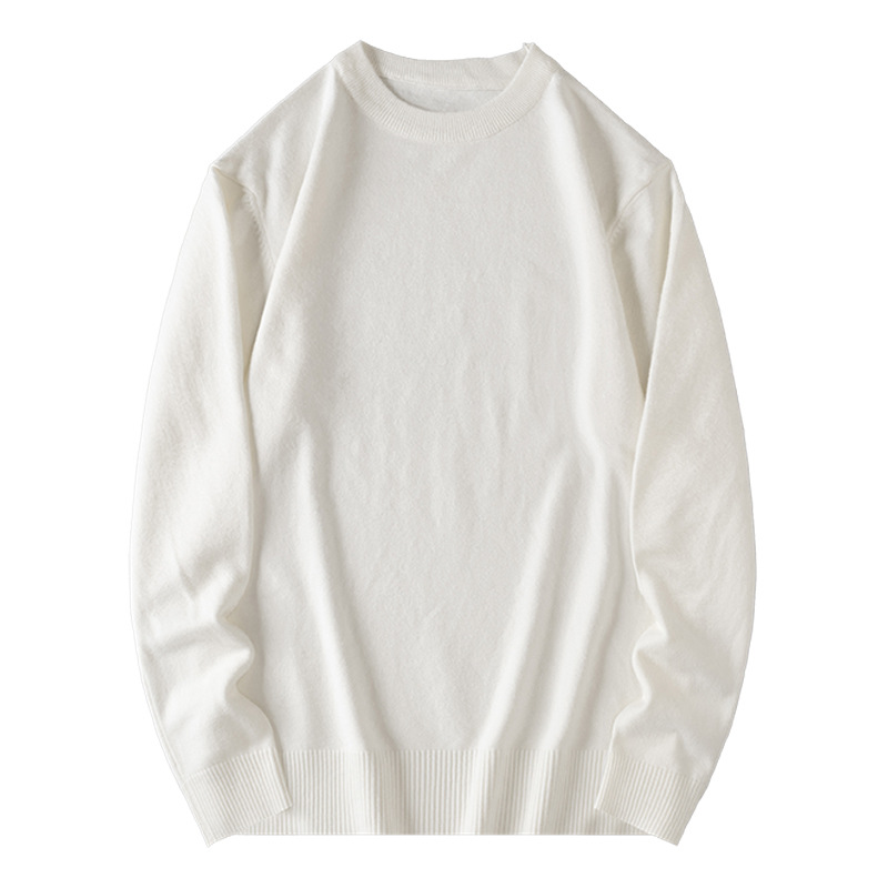 New solid color round-neck knitted sweater for men in autumn, with a base layer, long-sleeved top and warm sweater for men Item Picture