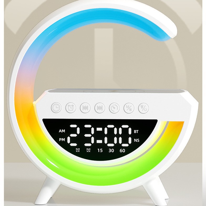 mini3401 mobile phone speaker, Bluetooth G63 wireless charging, Bluetooth speaker, three-in-one alarm clock, ambient light Application Scenario