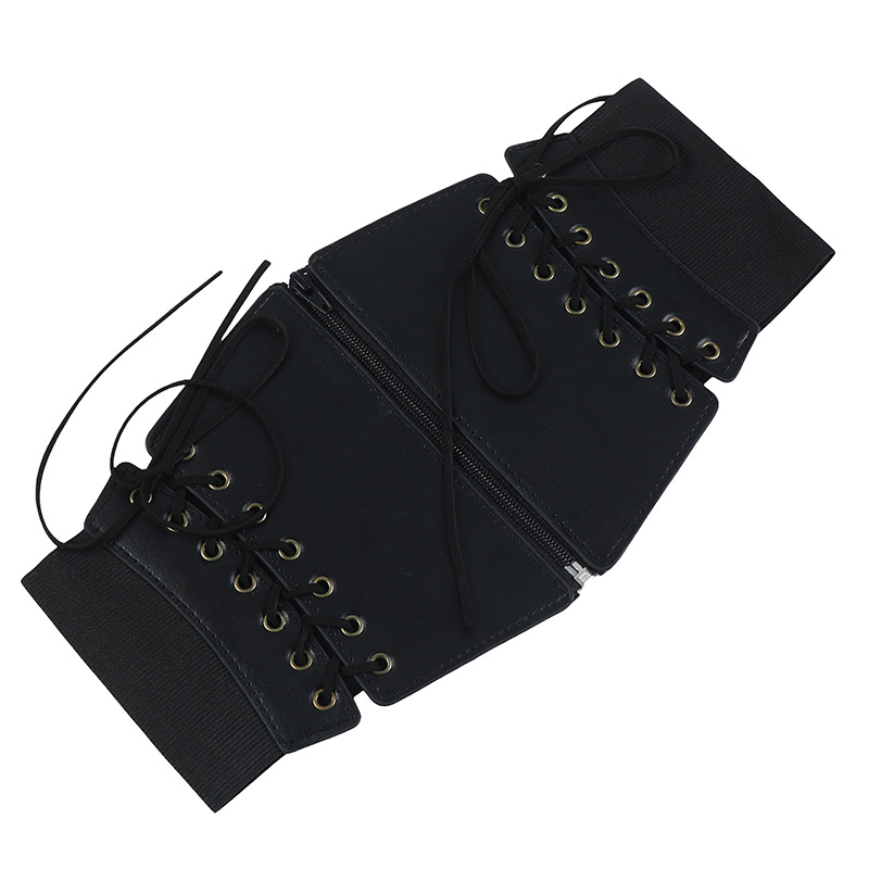 女士弹力松紧宽腰带拉链绑带装饰束腰外穿腰封女款百搭连衣裙腰封