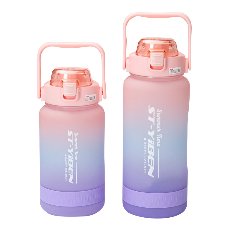 Eben Pure Enjoy Space Cup Creative Double Drink Personalized Gradient Water Cup Outdoor Sports Portable Large Capacity Plastic Cup Item Picture