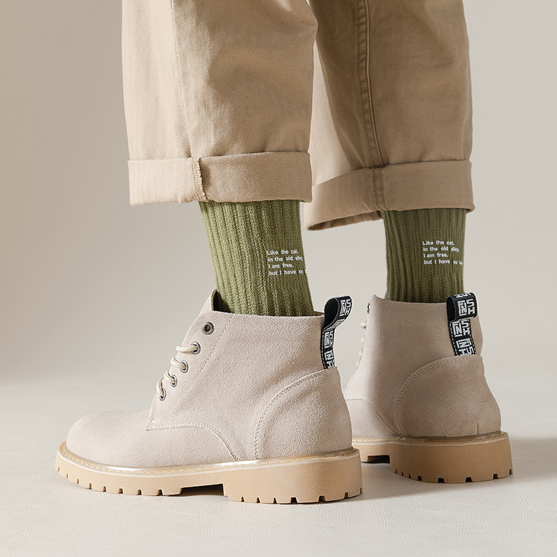 Workwear-style retro men's socks, pile socks, thick-knitted Japanese sports, towel-soled, thickened pure cotton mid-calf socks Specification image
