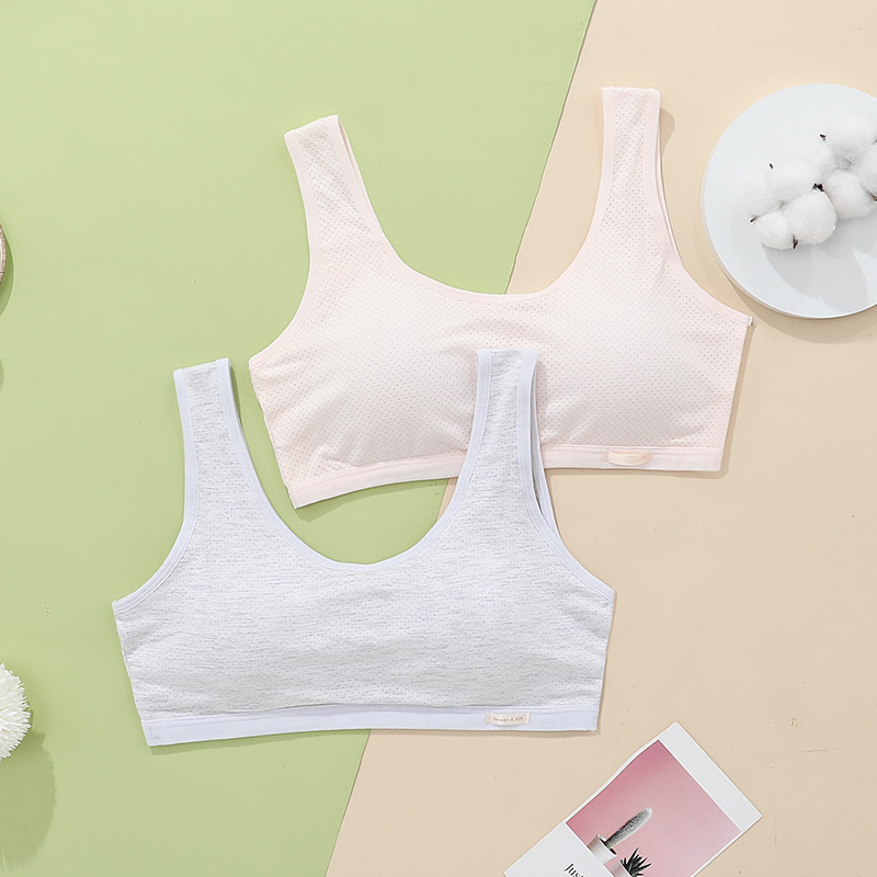 【 Activity 】 Net thin girls' vest underwear Women's pure cotton inner breathable anti-leakage fixed cup high school bra Specification drawing