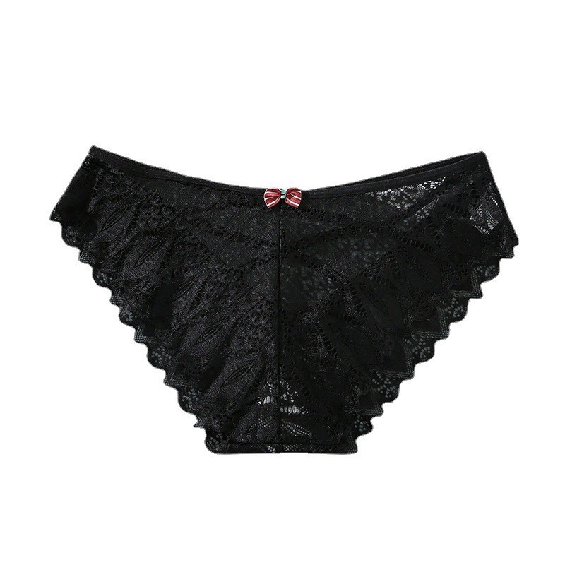 Sexy plate-size underwear for women, low-waist breathable cross lace triangle pants, women's underwear, lace lining for chubby girls Item Picture