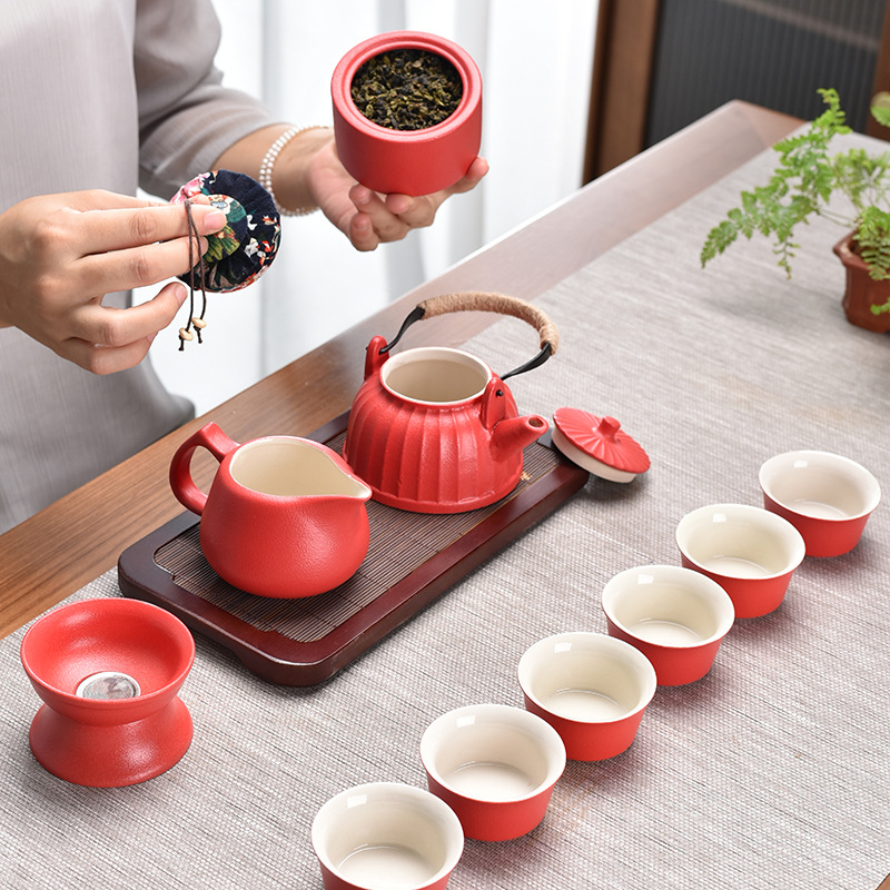 Lubao Black Pottery Kung Fu Tea Set Wedding Company Anniversary Festival Business Activities Accompanied By Hand Printing Logo details Picture