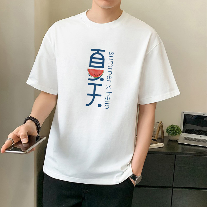 Men's Hip Hop Street Style Cotton Short Sleeve T-Shirt Men's Round Neck Half Sleeve Loose Top Wholesale Source details Picture