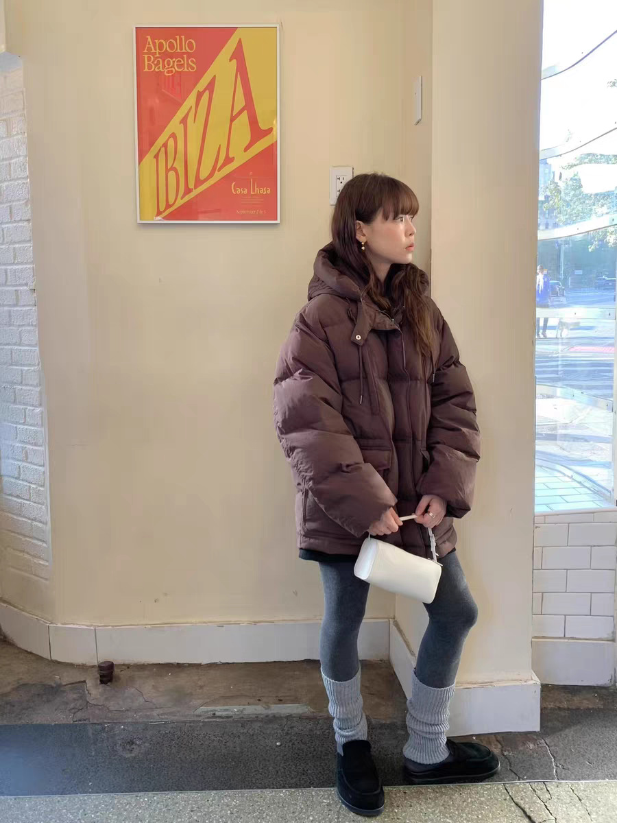 In stock 2025 winter new Dongdaemun, South Korea solid color simple casual hooded mid-length 90 duck down down jacket for women pic 30