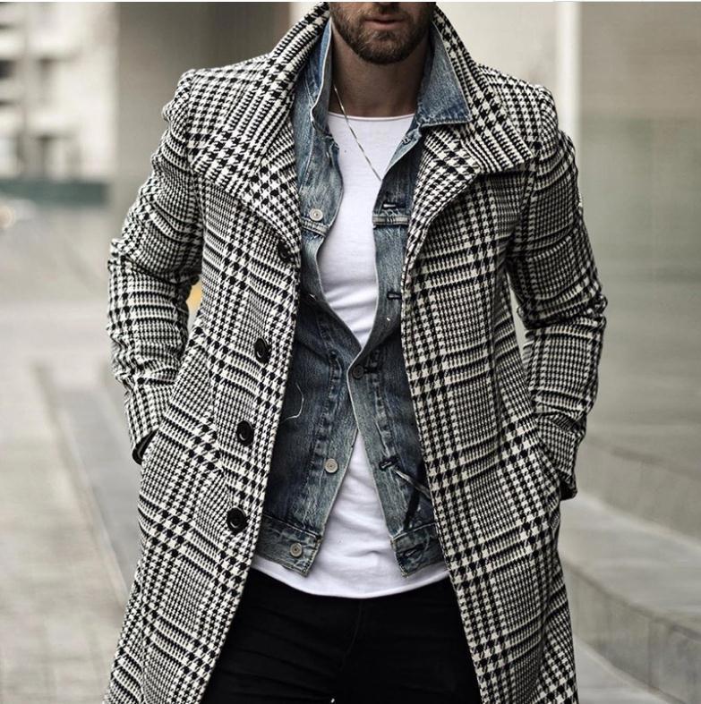 wish, an independent AliExpress store, is offering a new fashion and trendy mid-length trench coat with a lapel, single-breasted checkered design details Picture