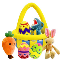 跨境亚马逊爆款复活节兔子公仔篮子创意彩蛋毛绒玩具小批量起订