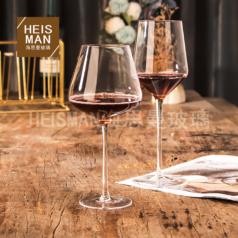 Light luxury crystal tall glass, large-capacity transparent red wine glass, ins white wine glass, handcrafted Burgundy glass details Picture
