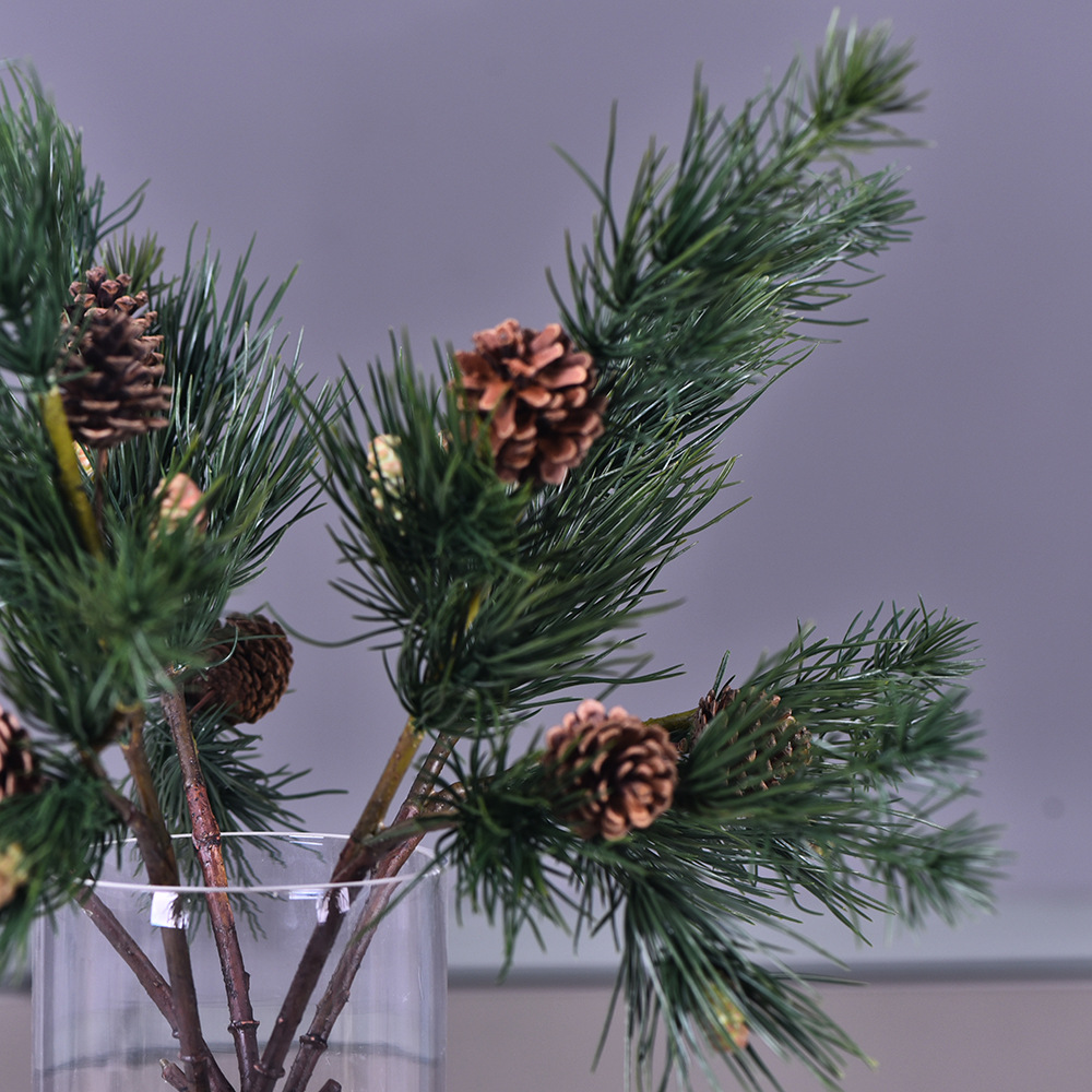 Lanjin source factory goods, artificial natural pinecones, pine branches, Christmas decorations, artificial pine needles, high-end artificial green plants wholesale, artificial leaves, artificial plants, artificial peach blossoms, large green plant landscaping, micro-landscape paintings details Picture