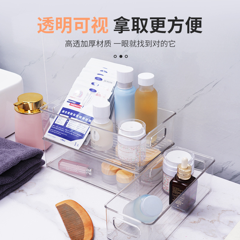 G634 Transparent, uncovered, large storage box with handle, cosmetics and skin care products storage box, refrigerator food storage box Specification image