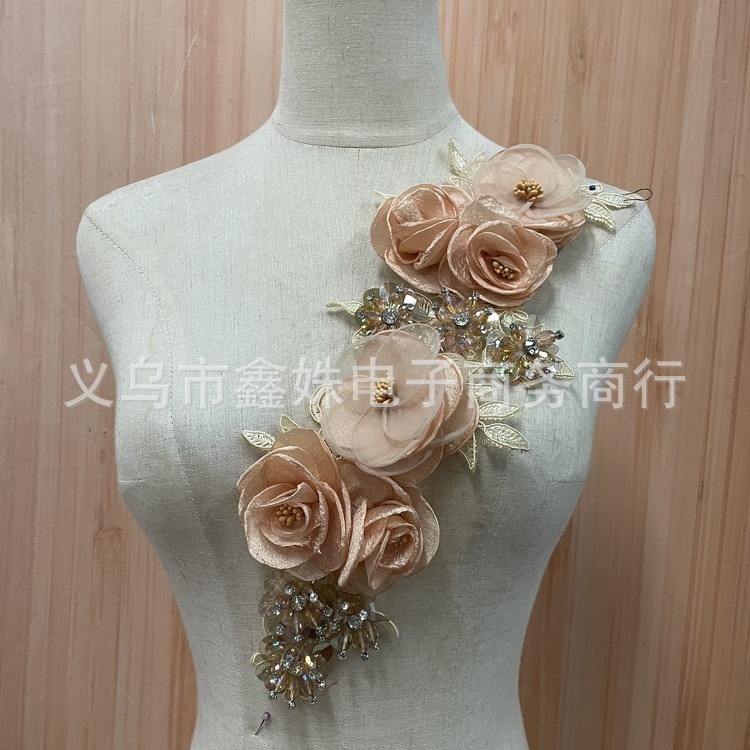 Wholesale novia hecho a mano chiffon flor tridimensional flores apliques accesorios Application Scenario
